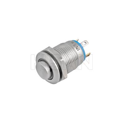 China CE ROHS 12mm Nickel Plated Brass Metal Anti Vandal Momentary Button Switch With Waterproof for sale