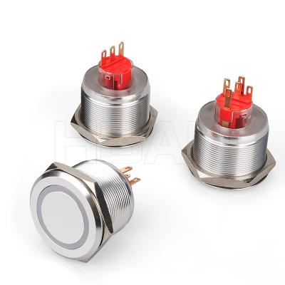 China hbs1-agq stainless steel flat round head 1no1nc momentary switch ring illumianted 30mm rgb led push button for sale