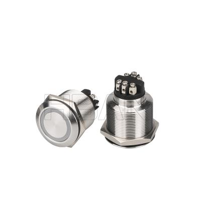 China Stainless Steel CE ROHS HBS1GQ Series 25mm Led Screw Terminal Metal Illuminated Push Button Switch for sale