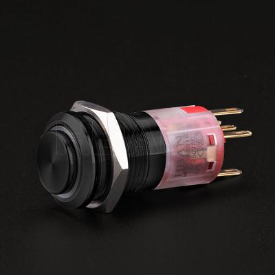 China Black Anodized HBS1-AGQ Series 19mm Aluminum Momentary 1NO1NC Ring Illuminated 5 Pin IP67 Black Metal Push Button Switch for sale