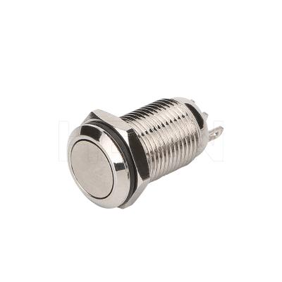 China Nicekel-plated brass mini 1no1nc hban latching three terminals 10mm nickel-plated brass push button switch for bike for sale