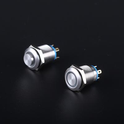 China Waterproof IP65 stainless steel led light terminal 4pins ring illuminated stainless steel 1NO 12mm push button for sale