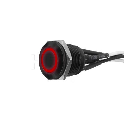 China High PBT Head Ring Illuminated 16mm Momentary Push Button 1no Black Shell 24v iluminated Contact Reset Red for sale