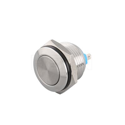 China BRASS 16mm STAINLESS FLAT HEAD 1NO IP65 STEEL/NICKEL-PLATED Momentary Waterproof 2pin Push Button Vandal Proof On Switch for sale