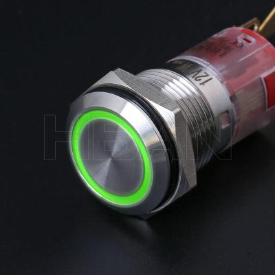 China HBS-AGQ Series Metal Anti Vandal Stainless Steel 16mm Led Switch Push Button On Off Lights 24v for sale