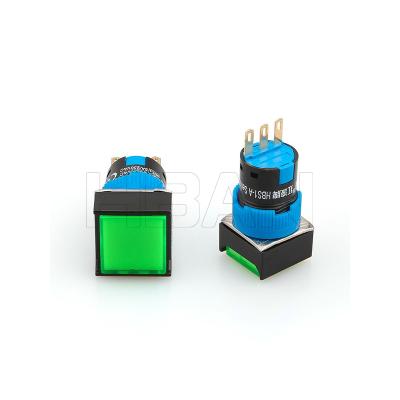 China High Quality Momentary Illuminated Plastic Switch Pin 1no1nc Head 16mm Square Switch 5 24v Led for sale