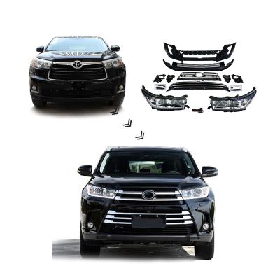 China PP+ABS+IRON factory direct sales car accessories body kits for Highlander upgrade 2015-2017 to 2018 original style body kits with headlight for sale