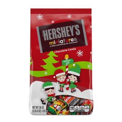 China Merry Christmas Gift Food Wrapping Paper Biodegradable Custom Printing Zipper Stand Up Pouch Bag Resealable Zip Lock Doypack for sale