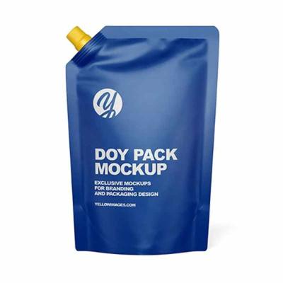 China Barrier Recycled Plastic Drinks Bag Liquid Biodegradable Aluminum Foil Kraft Paper Zipper Holder Up Pouch With Side Spout for sale