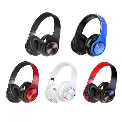 China B39 Headband LED Light Wireless Headsets Foldable Gaming Earphones with Microphone TF Card Phone ouvido auriculares for sale