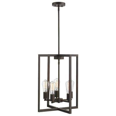 China Farmhouse Pendant Light Oil Rubbed Finish 4-Light Bronze Lantern Vintage Pendant Light Chandelier For Dining Room for sale