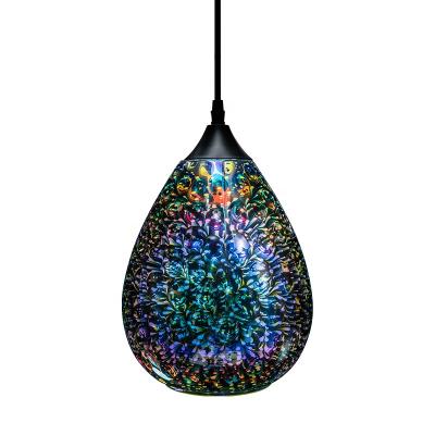 China Modern Colorful Hammered Lighting Shade Kitchen Reflection 3D Decorative Hanging Glass Pendant Lamp for sale