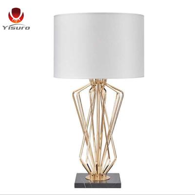 China Modern Modern Style Hotel Villa Interior Decoration Lighting Interesting Gold Black Fabric Table Desk Lamps for sale