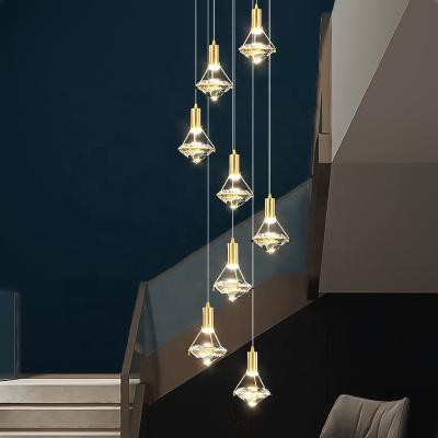 China Dimmable K9 Crystal Nodric Artistic Home Modern LED lights copper K9 Crystal Lamparas Chandelier Luxury Pendant lights for sale