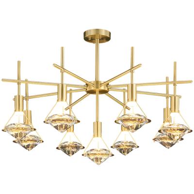 China LED Light Factory Wholesale Chandeliers Pendant Lights Dimmable K9 Crystal Copper K9 Crystal Pendant Lamp Living Room LED for sale