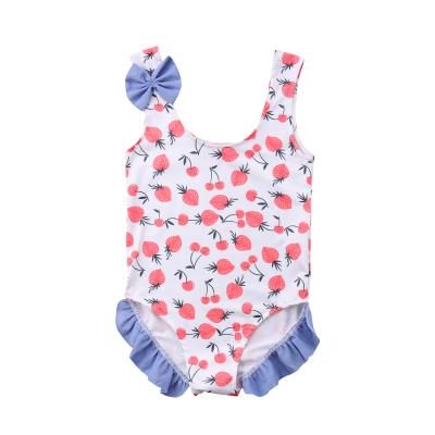 China Summer Breathable Ruffle Off Shoulder Girls Kids Bikini One Piece Swimwear for sale