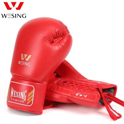 China WESING Adults Boxing Gloves Custom Lace Up PU Leather Boxing Gloves Training for sale