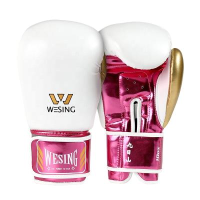 China Wesing Logo Pink White Mini Training Kids Universal Custom Professional Leather Boxing Gloves for sale