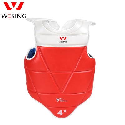 China Custom Made PU Leather Fabric Taekwondo Chest Protector Vest Martial Arts Taekwondo Chest Guard for sale