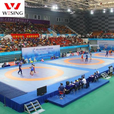 China PVC Leather WESING UWW Approved Custom PVC Martial Arts Wrestling Mats For Wrestling for sale