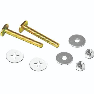 China Traditional Closet bolt with nut and washer toilet T bolt set 1/4 inch x 2-1/4 inch yellow zinc bowl to floor bolt installation screw for sale