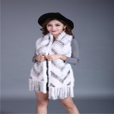 China Wholesale Real Long Warmly Knitted Mink Fur Scarf For Women for sale