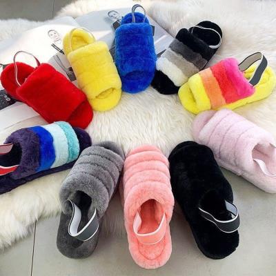 China Wholesale custom type wool fashion trend china manufacture shearling wool slippers chiffon cake slippers t for sale