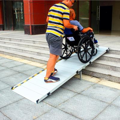 China Wholesale 2m 6.5ft Barrier Free Silver Aluminum Wheelchair Ramps For Steps Foldable Ramp for sale