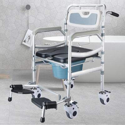 China Modern Commode Chair for Disabled Adults with Wheels Bath Multifuncfion Chair Bath Seat Backrest Shower Chair for Handicapped for sale