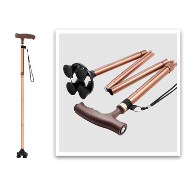 China Convenient Quadruped Non-Slip Telescopic Folding Crutches with Lights for Walkers for sale