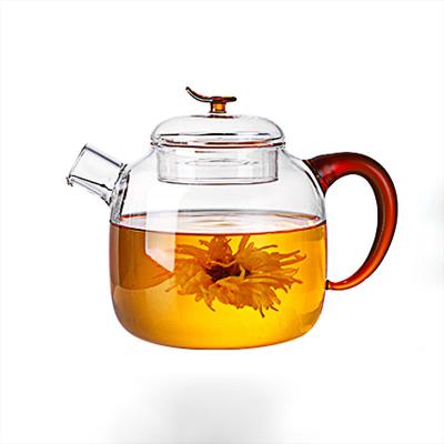 China ODM&OEM Sustainable Production Manufacturer Transparent Heatproof With Removable Loose Borosilicate Glass Tea Infuser Stovetop Safe Teapot for sale