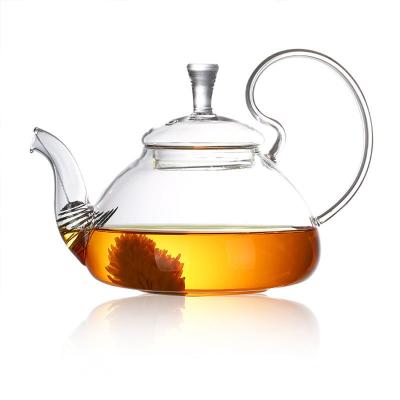 China Sustainable New Design Portable Heat Resistant With Handle Borosilicate Glass Tea Maker Safe Stovetop Teapots for sale