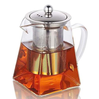 China WITH LID Hot Selling Tea Kettle and Teapot Maker with Removable Stainless Steel Tea Infuser Borosilicate Glass Teapot for sale