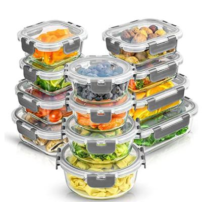 China 2023 Hot Bpa pp Free Heat Resistant Lid Lunch Box Food Storage Containers Meal Prep Glass Microwavable Glass Storage Containers for sale