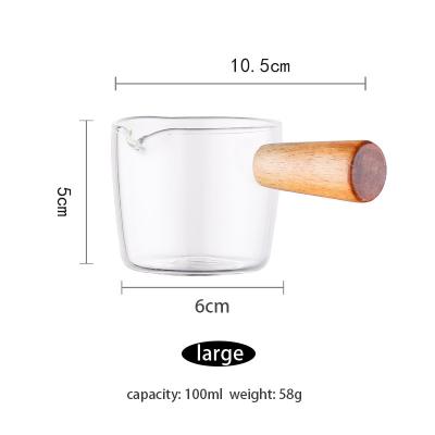 China Durable Transparent Glass Pot Milk Casserole With Handle Borosilicate Wood Glass Nonstick Saucepan for sale