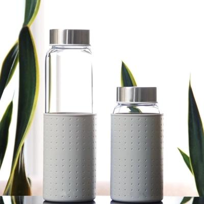 China WITH LID Wholesale 500ml 750ml 1000ml Voss Glass Borosilicate Glass Mineral Water Bottles Wide Mouth Water Bottles for sale