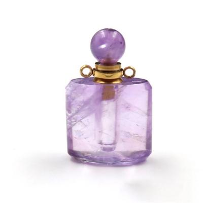 China Modern Wholesale Natural Amethyst Perfume Bottles Essential Oil Crystal Pendant Bottle for sale