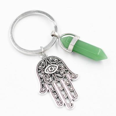 China Beautiful Stone Point Key Chains Crystal Rings Popular Natural Crystal Key Chain Various Kinds for sale