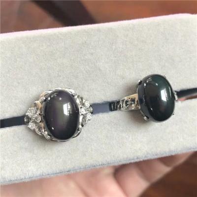 China Fashionable Wholesale Natural Crystal Stone Healing Ring Black Obsidian Ring for sale