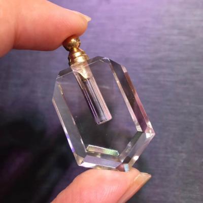 China Natural Clear White Love Crystal Point Pendant Essential Oil Bottle Necklace Perfume Bottle Pendant for sale