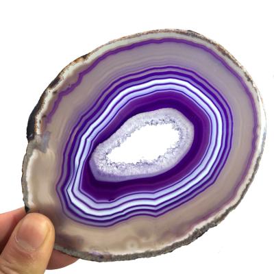 China China Natural Rock Purple Agate Slices Rough Edges Crystal Geode Slices For Coaster for sale