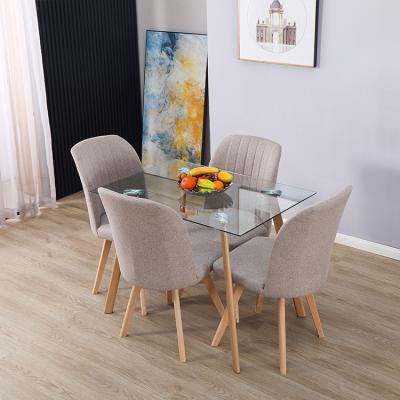 China Modern Home Glass Table Top Furniture Restaurant Dining Tables And Chairs Sets Kitchen Glass Dining Table Set For 4 Seater for sale