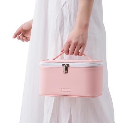 China Lady New PU Large Capacity Storage Portable Cosmetic Case Cosmetic Bag Storage Bag Storage Box for sale