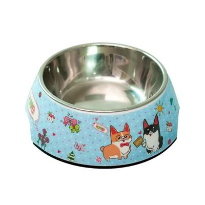 China Amazon Viable Multi Colors Pet Food Feeding Printing Logo Pet Bowl Stainless Steel Dog Cat Bowl Custom Pet Feeder Bowls for sale