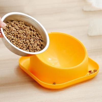 China Sustainable Easy Feeder Plastic Pet Food Bowls Dual Stainless Steel Pet Feeder Cat Dog Bowl for sale