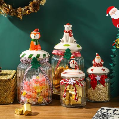 China Storage Christmas Kitchen Sealed Bottles With Lids Coffee Bean Storage Bottle Glass Food Container 3366 for sale