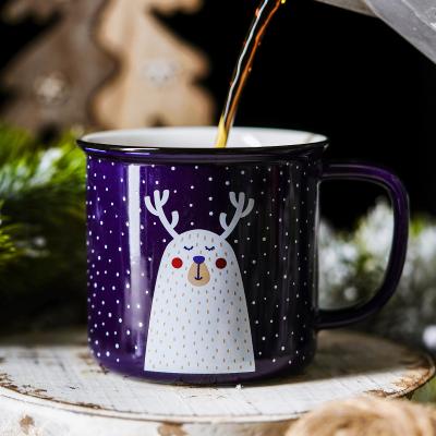 China 400ml CLASSIC Custom Cute Coffee Ceramic Mugs 3354 Santa Claus Cups Christmas Gifts Enamel for sale