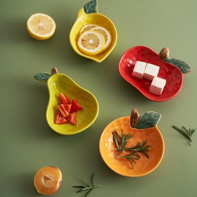 China Sustainable Novelty Irregular Fruit Shape Healthy Underglazed Ceramic Dishes For Baby Use Dishes And Dishes 3440 for sale