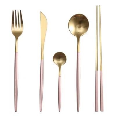 China Silverware Sustainable Serving Gold Utensil Set Stainless Steel Flatware Kitchen Cutlery 1662 for sale