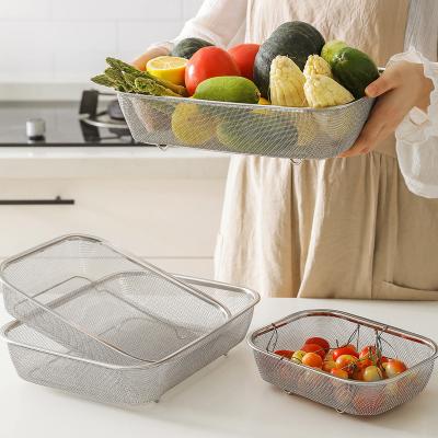 China 1942 Sustainable Universal Metal Wire Stainless Steel Wire Kitchen Shelf Small OEM Vegetable Basket for sale